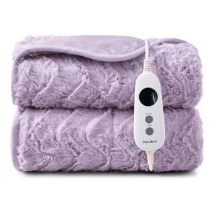 Dreamaker Felix 500gsm Faux Fur Washable Electric Heated Throw Blanket 200x180cm Lavender | Overheat Protection, 9 Heat Settings
