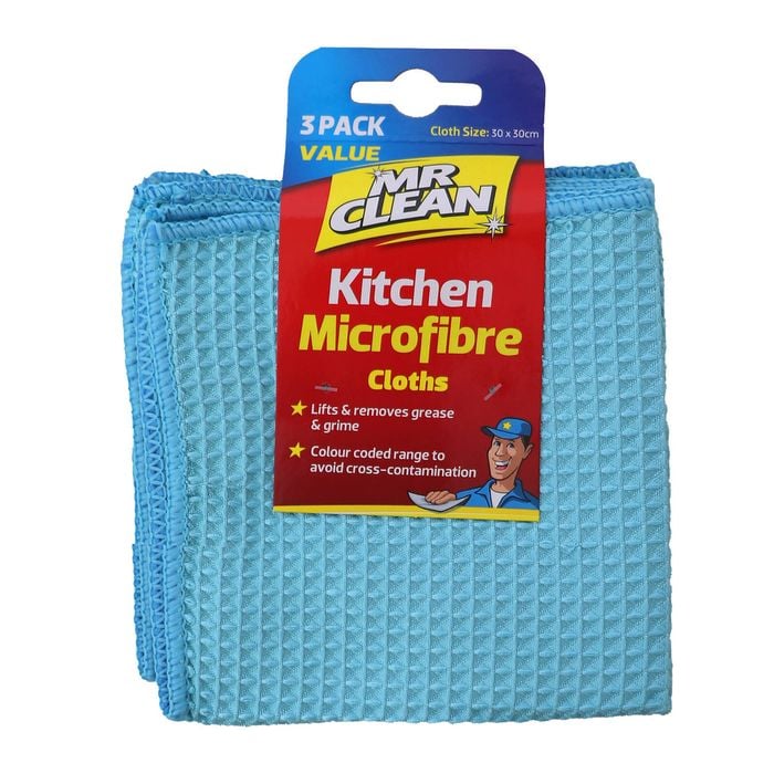 Mr Clean Kitchen Microfibre Cloth - 3 Pack
