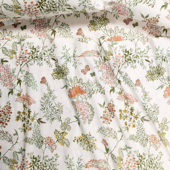 Accessorize Bedroom Collection King Cotton Flannelette Sheet Set Feuilles Floral Print - King Bed