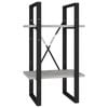vidaXL 2-Tier Book Cabinet Concrete Grey Engineered Wood Bookcase Shelf Stand
