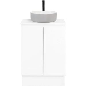 CIBO 600mm White Nordic Full Height Bathroom Vanity With Light Grey / White Countertop Basin