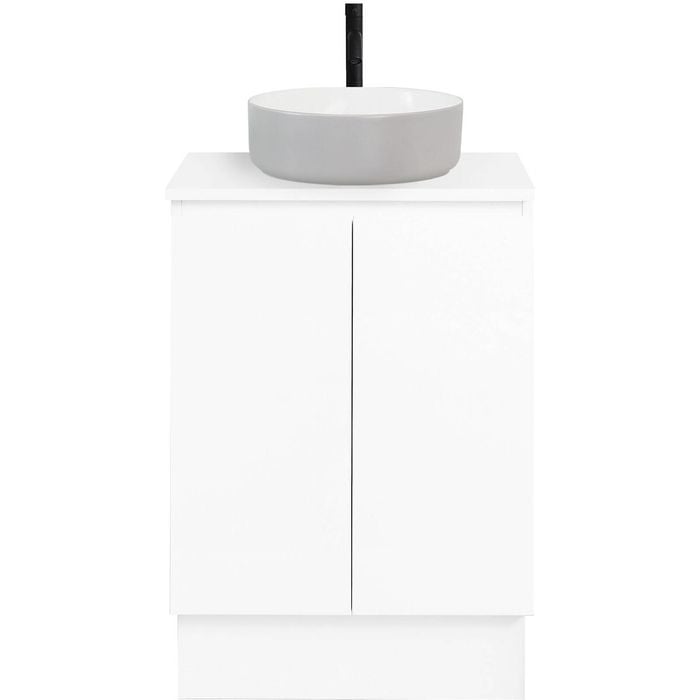 CIBO 600mm White Nordic Full Height Bathroom Vanity With Light Grey / White Countertop Basin