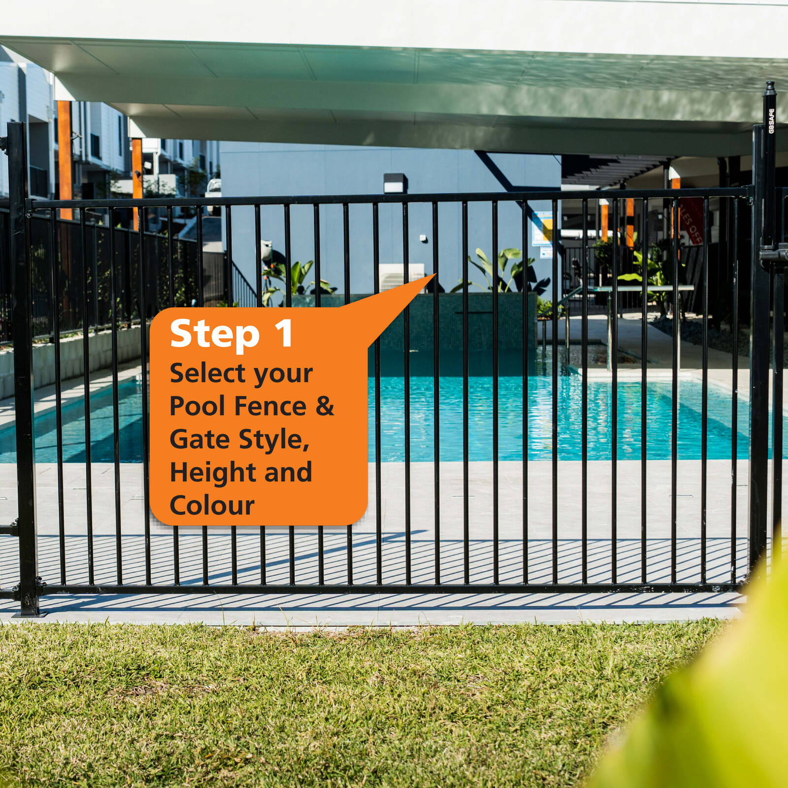 ProtectorAl 975 x 1200mm Black Aluminium Flat Top Pool Gate