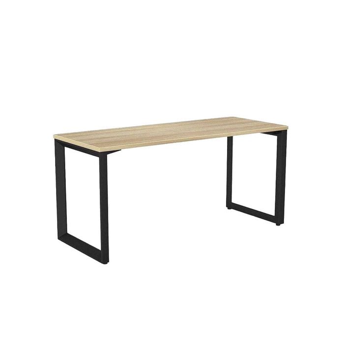 Olg Anvil Single Black Frame New Oak Ravine Top Scallop Office Desk L1500mm X W750mm
