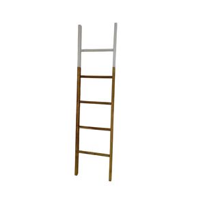 P&P Brown Wooden Leaning Ladder Rack Tall Decorative Blanket Towel Stand