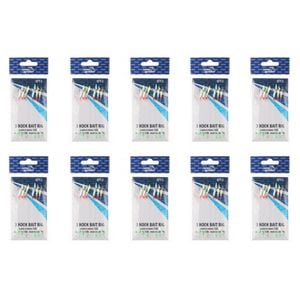 10x 2PK Jarvis Walker 3 Hook Bait Rigs 15lb Main Line & 9lb Branch Line - Size 4