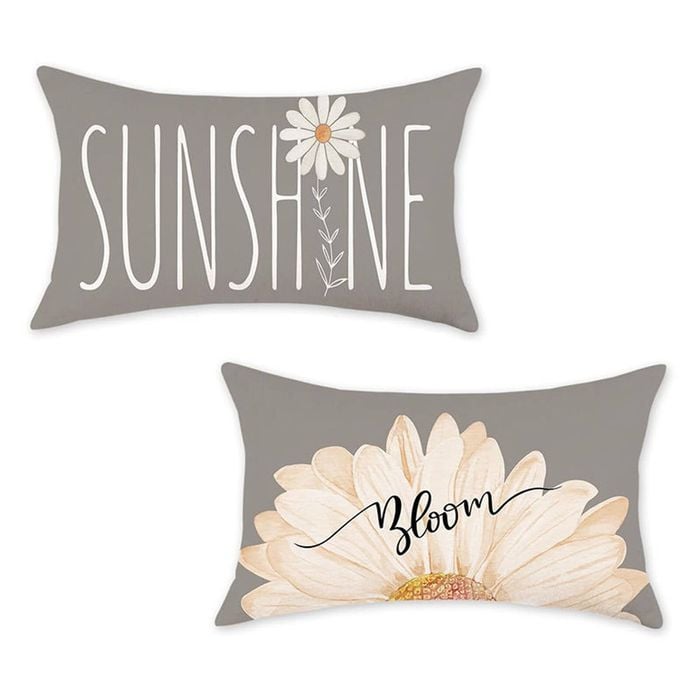 Catzon 2 Pcs Summer Lumbar Pillow Covers Linen Pillowcase for Home Decor-Set 2