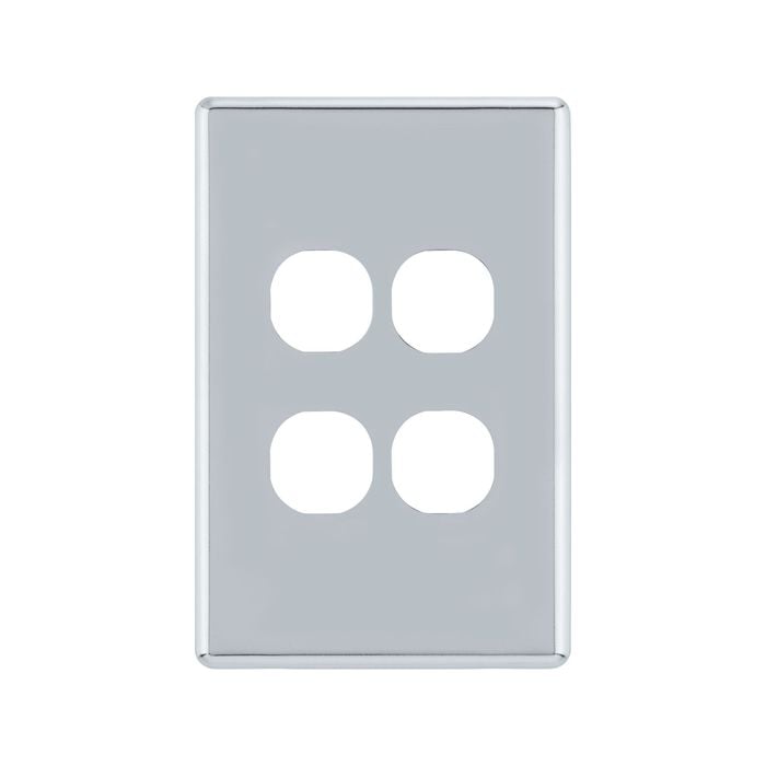 Deta S-Line Polished Chrome 4 Gang Switch Cover Plate