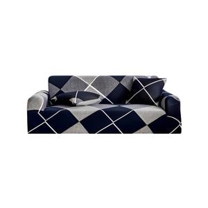 SOGA High Stretch 4-Seater Checkered Print Sofa Slipcover
