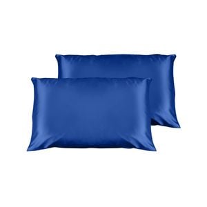 Casa Decor Luxury Satin Pillowcase Twin Pack With Gift Box Navy Standard
