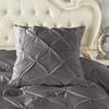 CottonMore A Pair of 100% Cotton Steel Grey Diamond Pinch Pleated Euro Cushion Covers 65x65cm