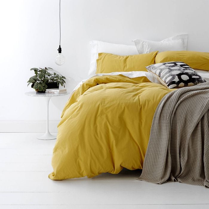Park Avenue European Double Cotton Quilt Cover W/pillowcase Vnt Washed Misted Yl