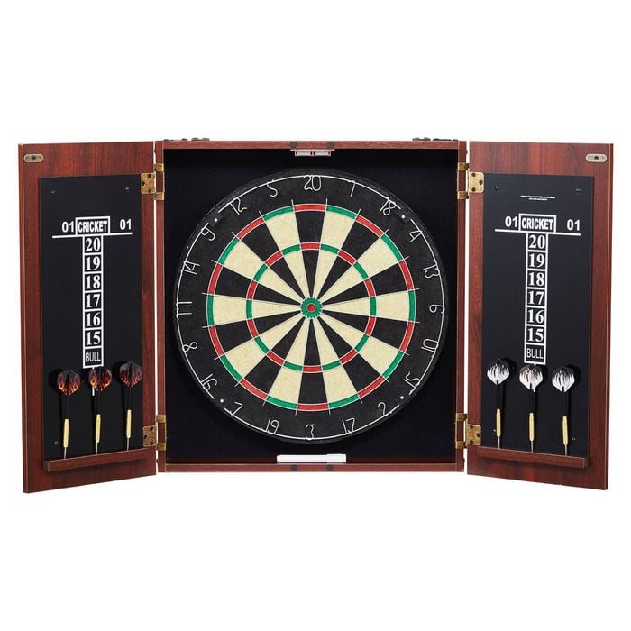 Vevor Dartboard and Cabinet Set Black Official Size Complete Accessory Steel Tip Dart