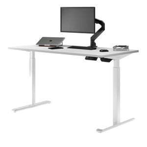 Desky Single Sit Stand Gaming White Desk 120 X 75cm White Frame