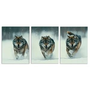 3pcs Featuring a Fierce Wolf Pack Print 100% Australian Made 3 x 40x60cm (Metal Print)