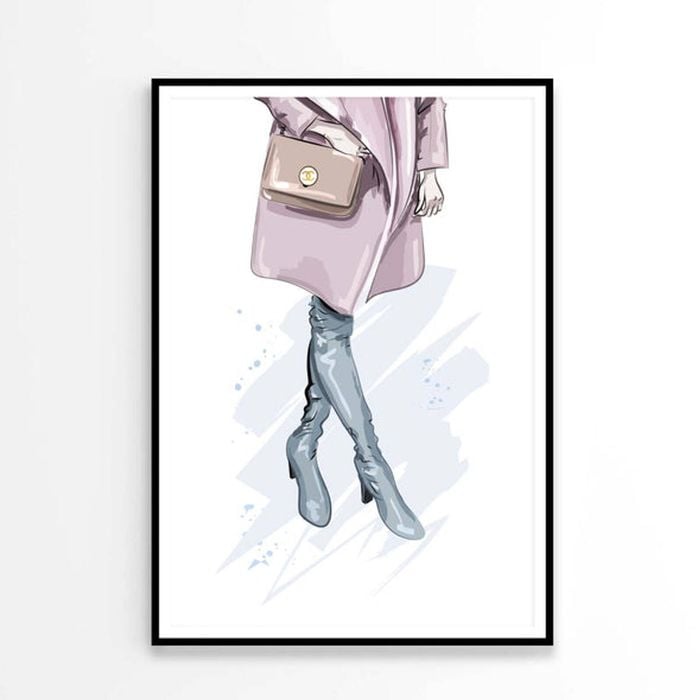 Pink Lady with Peach Colored Bag Print 100% Australian Made 90x120cm (Poster)