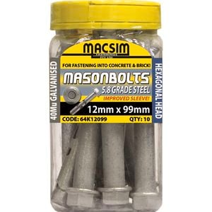 Macsim Fasteners 12 x 99mm Galvanised Sleeve Anchor