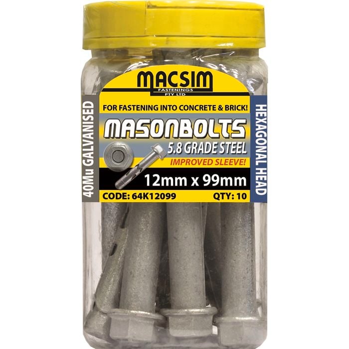 Macsim Fasteners 12 x 99mm Galvanised Sleeve Anchor