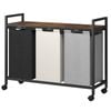 Advwin 3-Compartment Sorting Laundry Hamper with Wheels 40L*3, Storage Shelf, Pull-Out Removable Fabric Bags