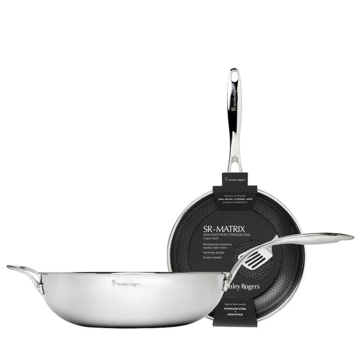 New Stanley Rogers 2pc Matrix 26cm Frypan + 32cm Wok Non-stick Suits Induction