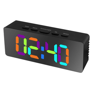 Liquid Ears Slimline Rgb colour Changing dual Alarm Clock Time Date Black