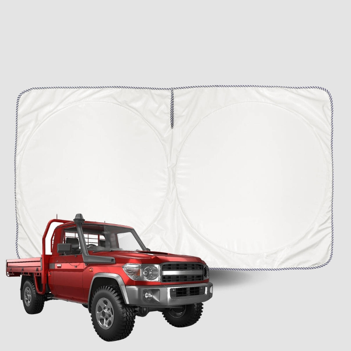 A protective sun shade fitted to a vehicle windscreen, used as a visual metaphor for shielding a gaming username with symbols