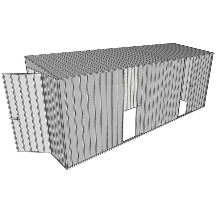Build-a-Shed 1.5 x 5.2 x 2m Dual Single Sliding Side Door Skillion Shed - Zinc