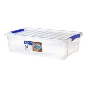 Sistema Storage Bin With Nested Lid 14l Organization Solution Clear Plastic Container