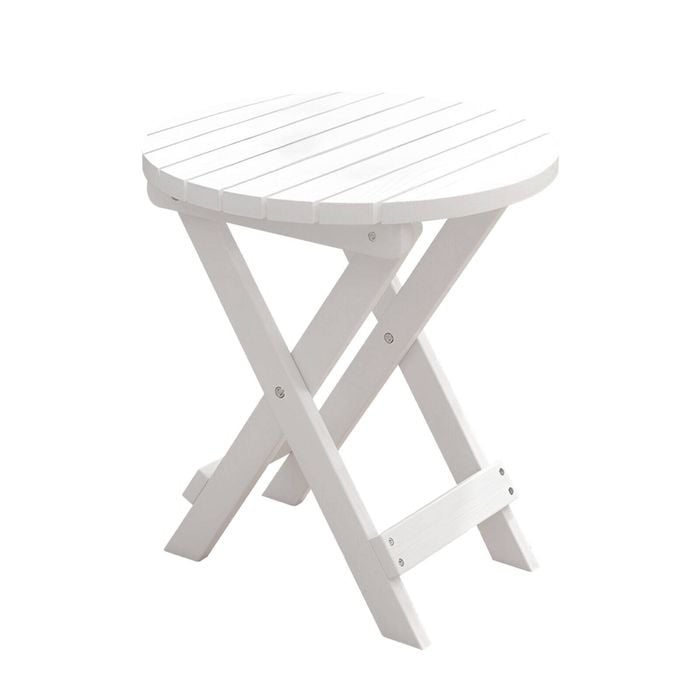 Lauft Folding Table Bamboo Wood Round Foldable Table Patio Picnic Table