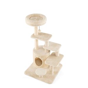 Costway Cat Tree for Adults cats Multi-level Cat Tower Indoor Pet Playground Entertainment Furniture-Beige