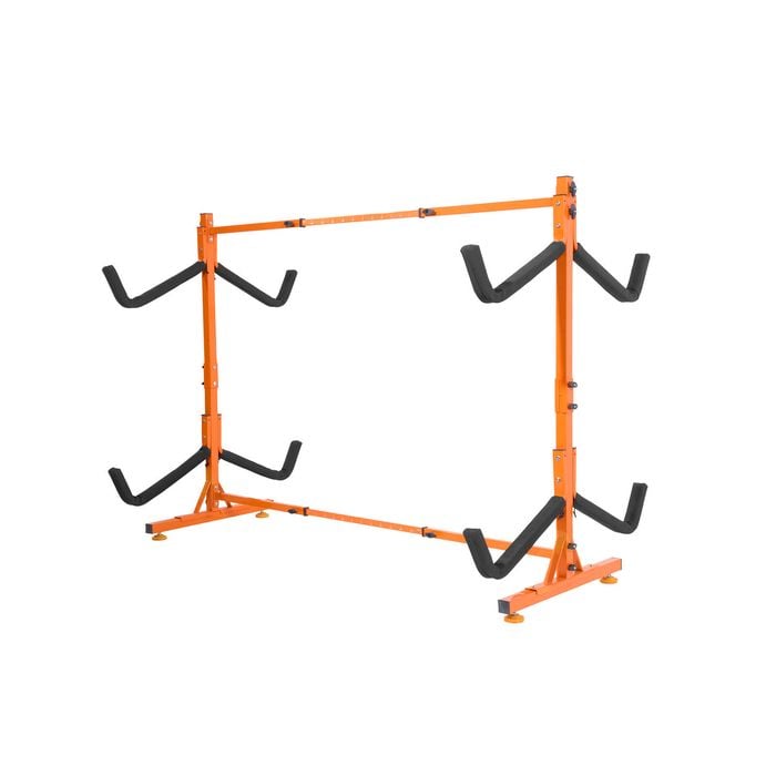 VEVOR Freestanding Kayak Storage Rack Orange Heavy-duty Steel with Padded Arms and Adjustable Width for Indoor Outdoor Garage