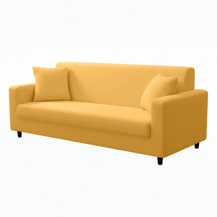 Anyhouz 3 Seater Sofa Cover Plain Yellow Style And Protection For Living Room Sofa Chair Elastic Stretchable Slipcover