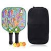 Catzon Pickleball Paddles Set 2 Rackets With Balls And Bag Fiberglass Surface Pickleball Racquet Set-green