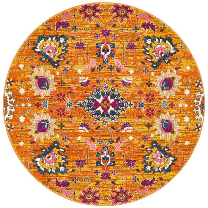 The Rug Connection Garden 210 Rust 200x200cm - Medium Round Transitional Pet Friendly Indoor Rug
