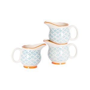Nicola Spring 6 Piece Hand Printed Milk Jugs Set - Ceramic Porcelain Tea Coffee Cappuccino Pitchers - 300ml