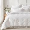 Dreamaker 400TC Premium Cotton Sateen Piped Quilt Cover Set White King Single Bed