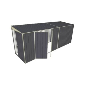 Build-a-Shed 1.5 x 5.2 x 2m Double Hinged Side Door Skillion Shed - Grey