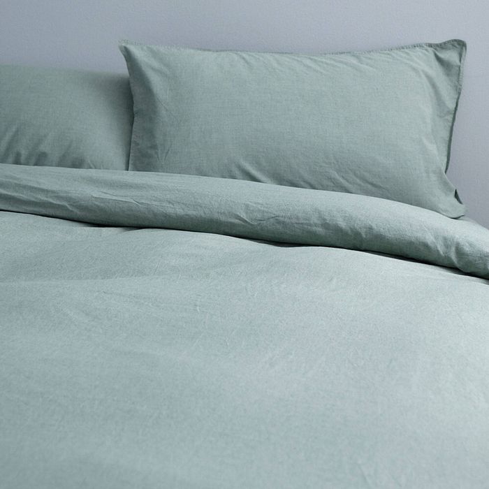 Canningvale Vintage Size Super King Cotton Quilt Cover Set Forest Green Melange