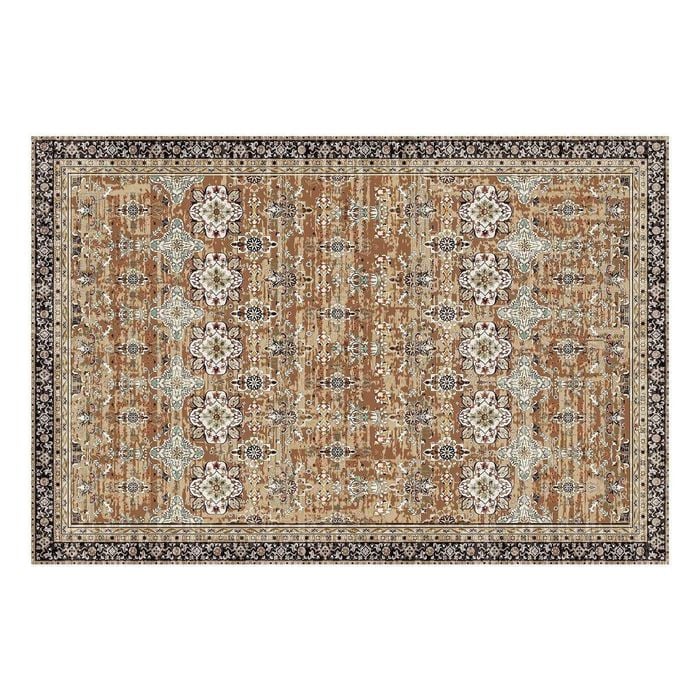 P&P Brown Green Vintage Washable Area Rug 6x9 Soft Non Slip Floor Carpet