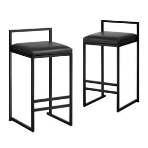 Oikiture 2x Bar Stools Counter High Chair Leather Black