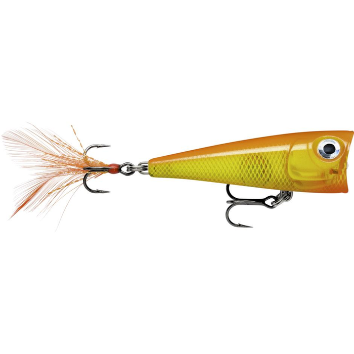 Rapala XLight Finesse Pop 4cm Hard Body Topwater Fishing Lure Gold Fluorocrescent Red