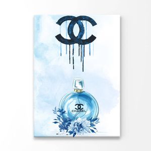 Luxury Blue Perfume with Flowers   Print 100% Australian Made 50 x 75cm  (Stretched)