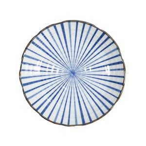 Tokyo Design Plate Natsu Tokusa Blue Stripe Porcelain Microwave Safe 22cm