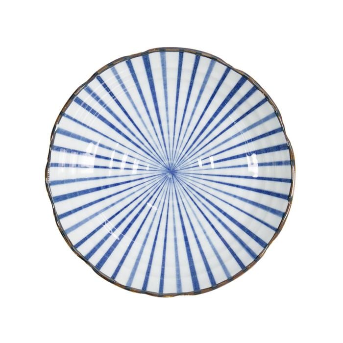 Tokyo Design Plate Natsu Tokusa Blue Stripe Porcelain Microwave Safe 22cm