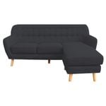 Sarantino Dark Grey L-Shaped Linen Corner Sofa With Left Chaise Lounge