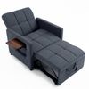 Ufurniture 3-in-1 Single Sofa Bed Linen Convertible Sleeper Pull Out Couch W/ Usb Port & Side Table Grey