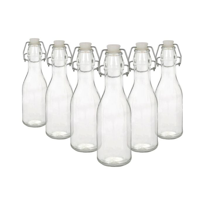 Argon Tableware Glass Bottles with Swing Top - 250ml - Pack of 6