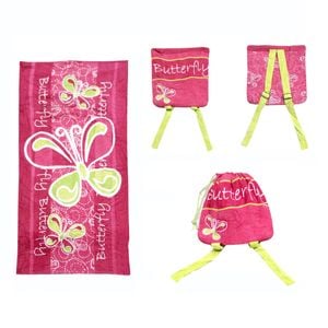 Kids Beach Towel N Bag Butterfly 75 x 150 cm