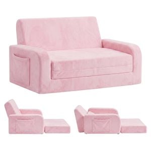 Advwin 3-in-1 Kids Loveseat Sofa Toddler Couch Chair & Lounger Pink