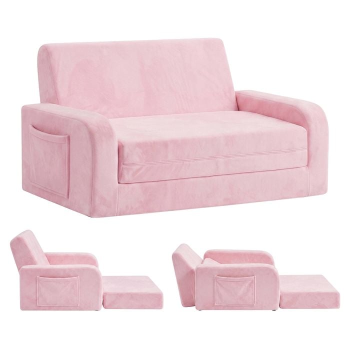 Advwin 3-in-1 Kids Loveseat Sofa Toddler Couch Chair & Lounger Pink
